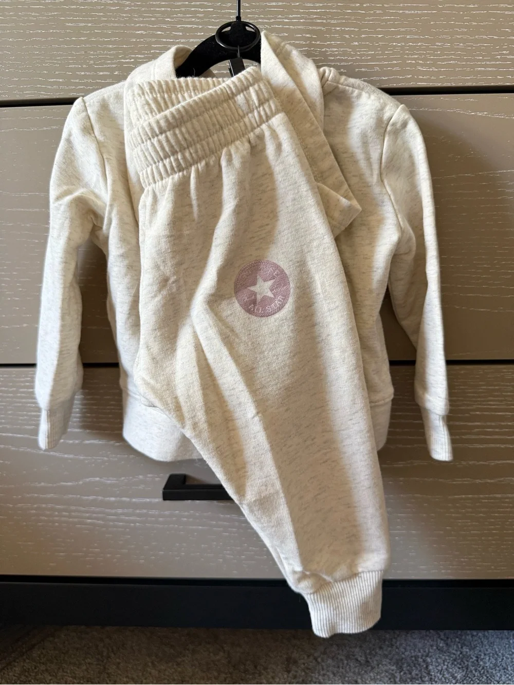 Converse Cream Sweat Outfit with Pink Logo
